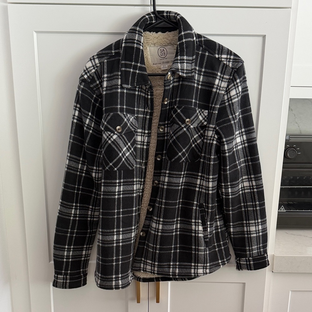 Sage Collective Black and White Plaid Jacket Size Small - Picture 1 of 3
